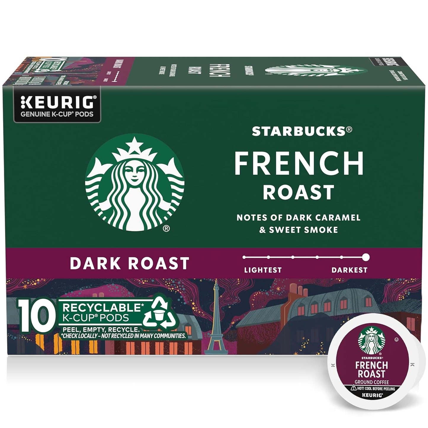 K-Cup Coffee Pods, Dark Roast Coffee, French Roast, 100% Arabica, 1 Box (10 Pods)